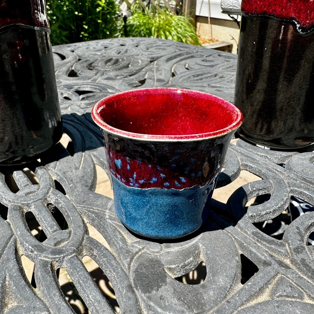 Signed Stuart pottery.  Set of 2 tumblers and 2 tealight holders. - Picture 5 of 13